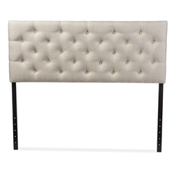 Baxton Studio Viviana Modern and Contemporary Light Beige Fabric Upholstered Button-tufted Queen Size Headboard